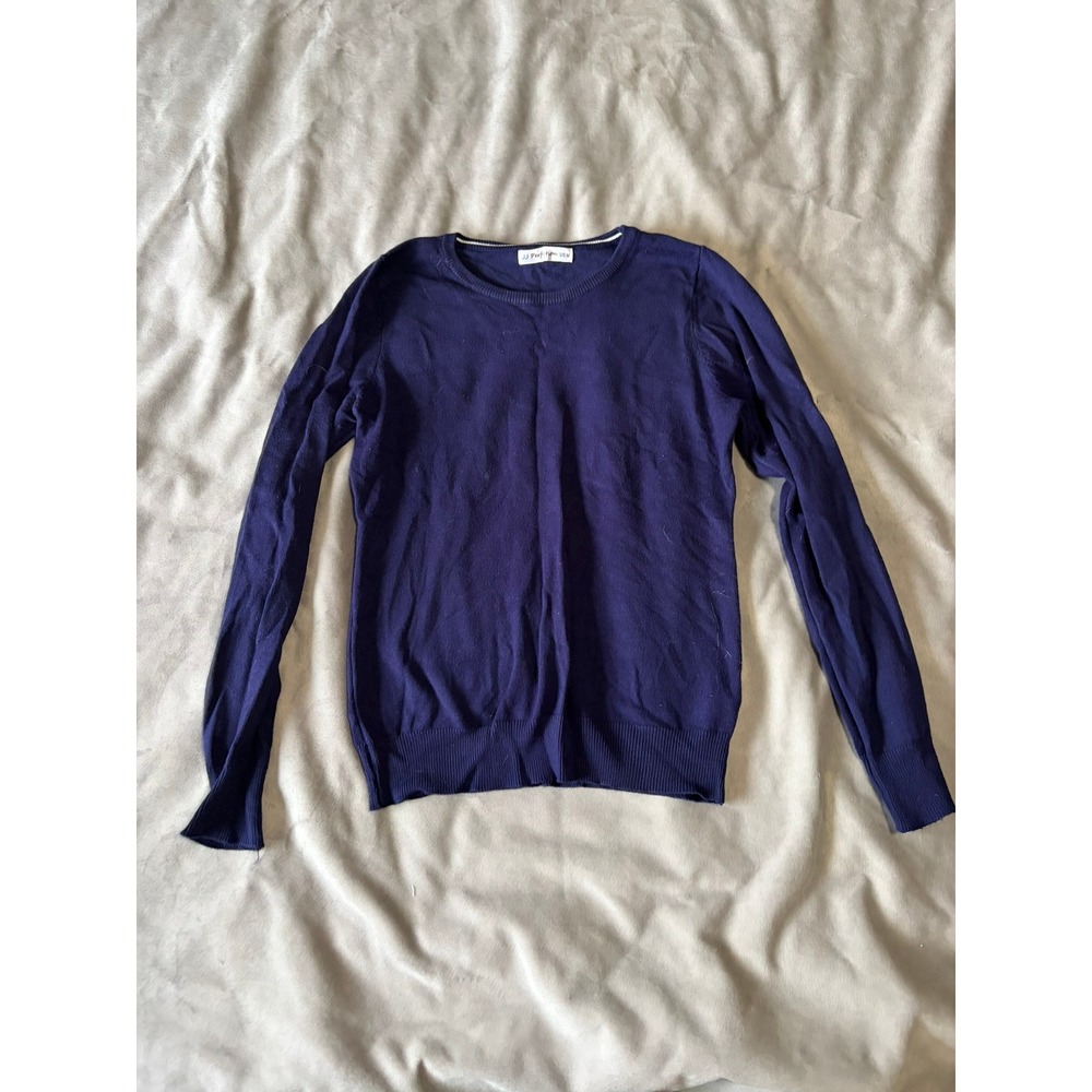 JJ Perfection Womens Crewneck Sweater Royal Purple Long Sleeve Knit Top Size M